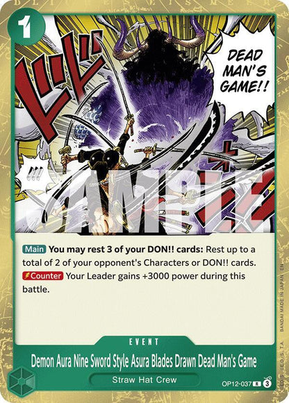 Demon Aura Nine Sword Style Asura Blades Drawn Dead Man's Game OP12-037 Legacy of the Master One Piece Foil