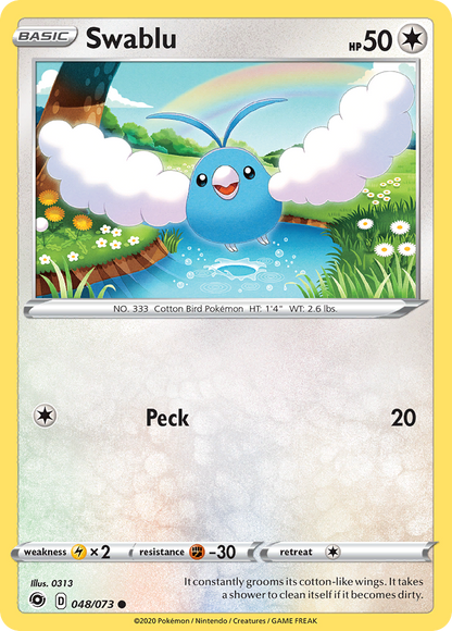 Swablu 048/073 Champion's Path Pokemon Reverse Holo Common NM
