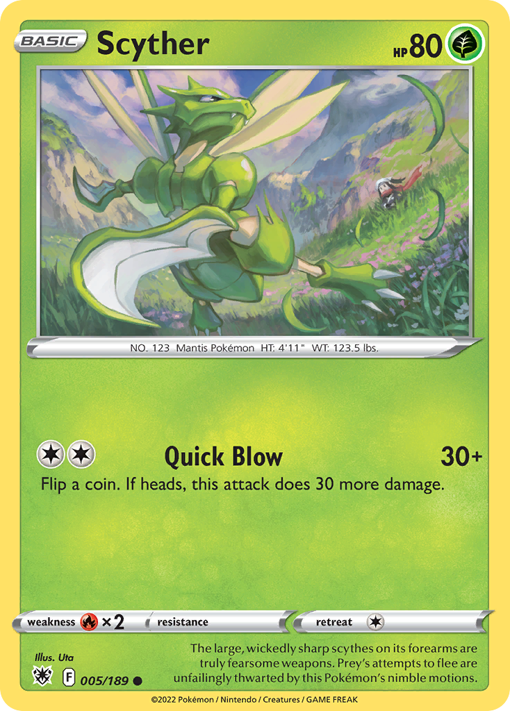Scyther 005/189 Astral Radiance Pokemon Reverse Holo Common NM