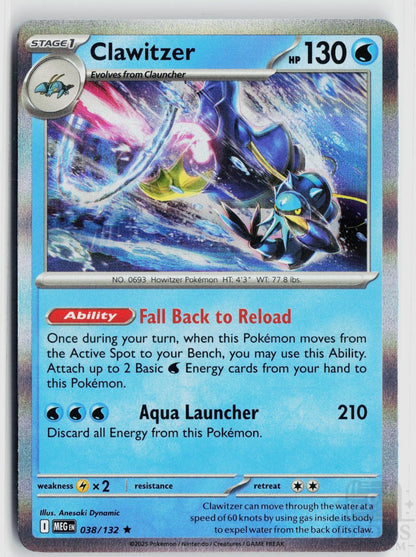 Clawitzer 038/132 Mega Evolution Pokemon Holo Rare NM