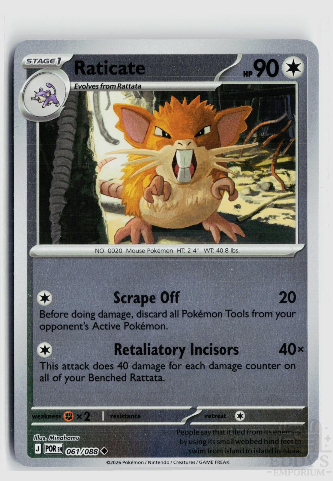 Raticate 061/088 Perfect Order Pokemon Reverse Holo Uncommon NM
