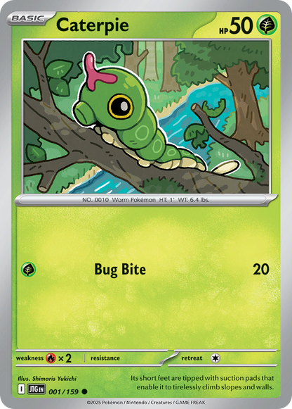 Caterpie 001/159 Journey Together Pokemon Reverse Holo Common NM