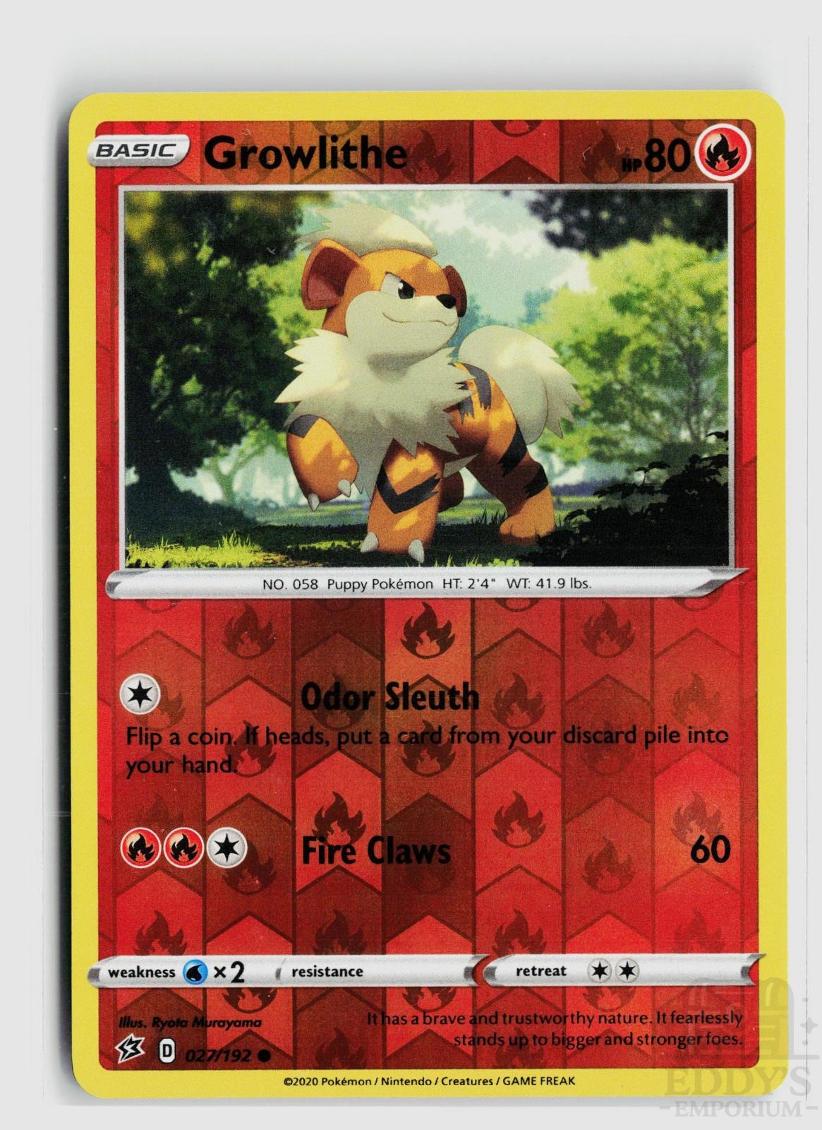 Growlithe 027/192 Rebel Clash Pokemon Reverse Holo Common NM