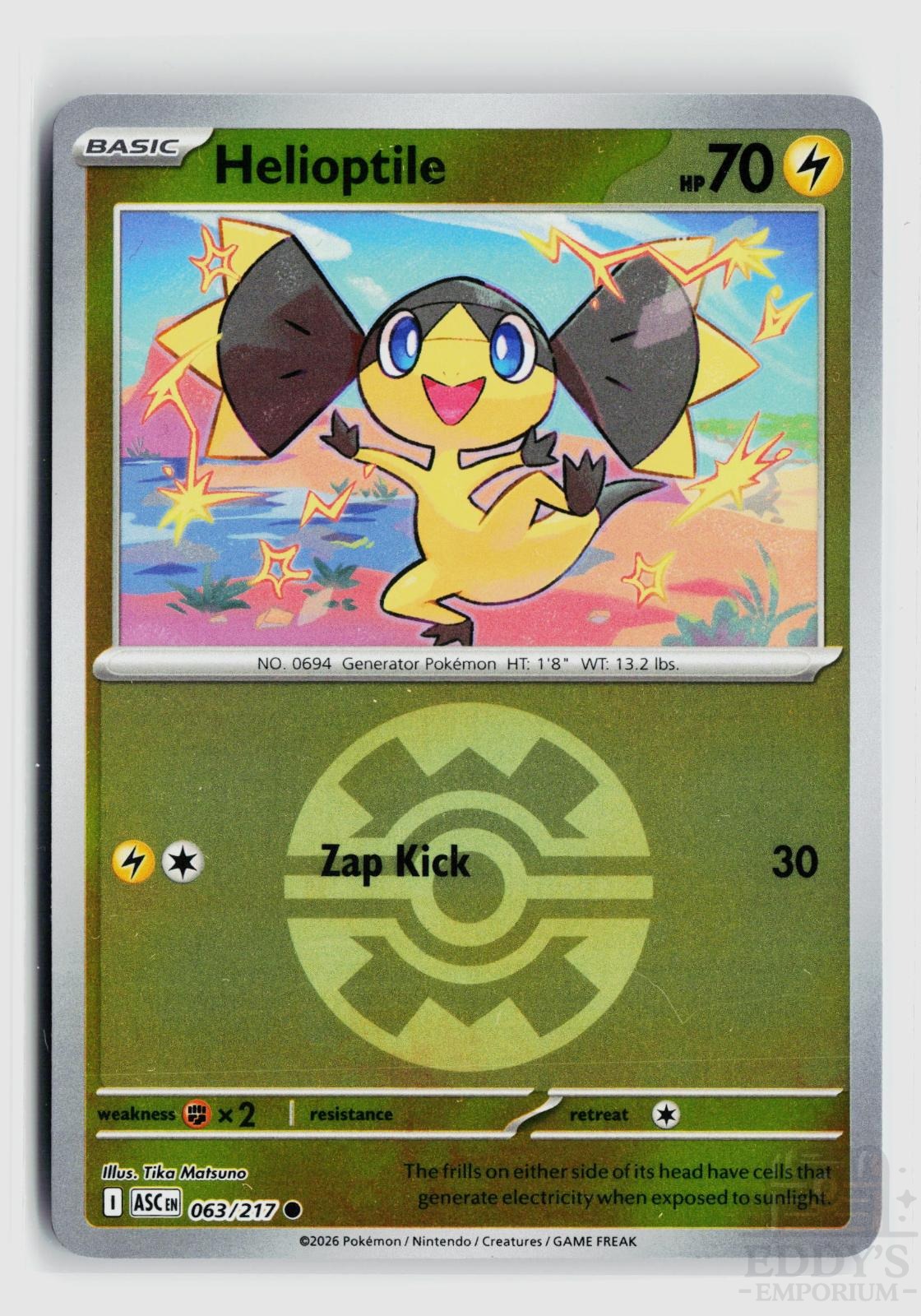 Helioptile (Quick Ball) 063/217 Ascended Heroes Pokemon Reverse Holo Common NM