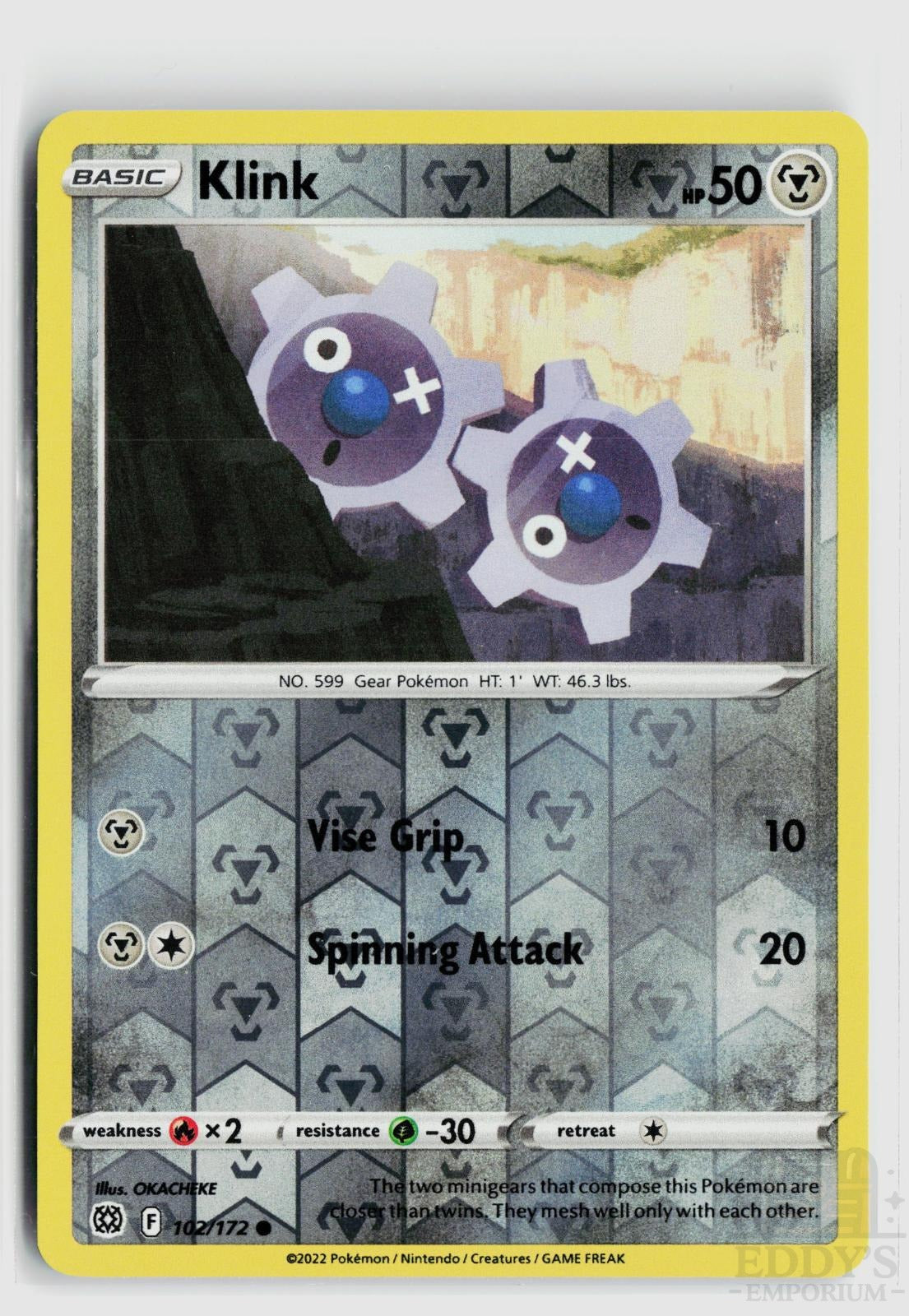 Klink 102/172 Brilliant Stars Pokemon Reverse Holo Common NM