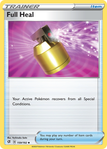 Full Heal 159/192 Rebel Clash Pokemon Reverse Holo Uncommon NM