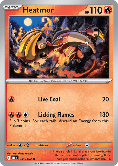 Heatmor 031/162 Temporal Forces Pokemon Reverse Holo Common NM