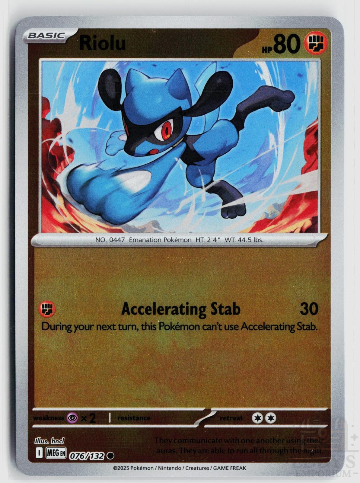 Riolu 076/132 Mega Evolution Pokemon Reverse Holo Common NM