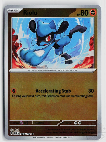 Riolu 076/132 Mega Evolution Pokemon Reverse Holo Common NM