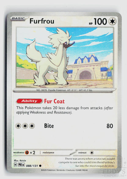 Furfrou (Poke Ball Pattern) 088/131 Prismatic Evolutions Pokemon Holo Common