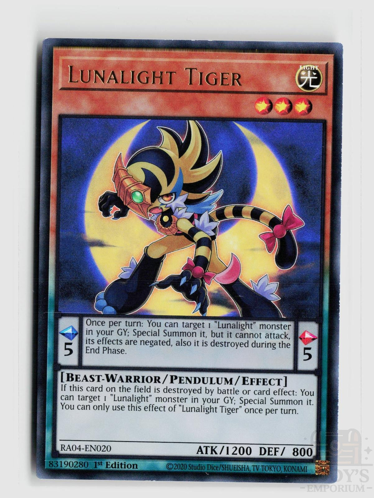 Lunalight Tiger (UR) RA04-EN020 Quarter Century Stampede Yu-Gi-Oh 1st Edition NM