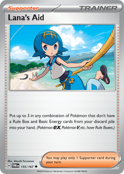 Lana's Aid 155/167 Twilight Masquerade Pokemon Reverse Holo Uncommon NM