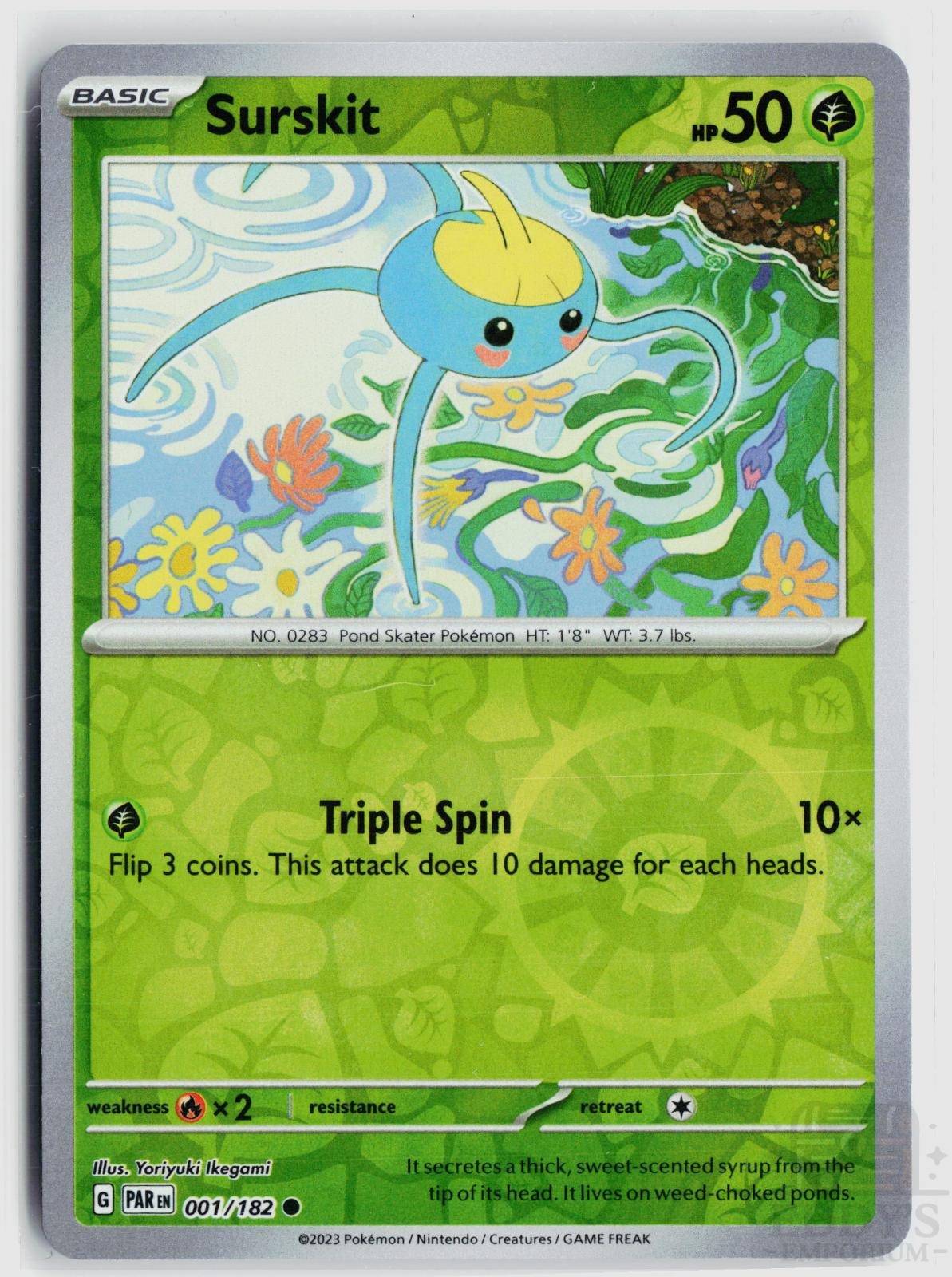Surskit 001/182 Paradox Rift Pokemon Reverse Holo Common NM