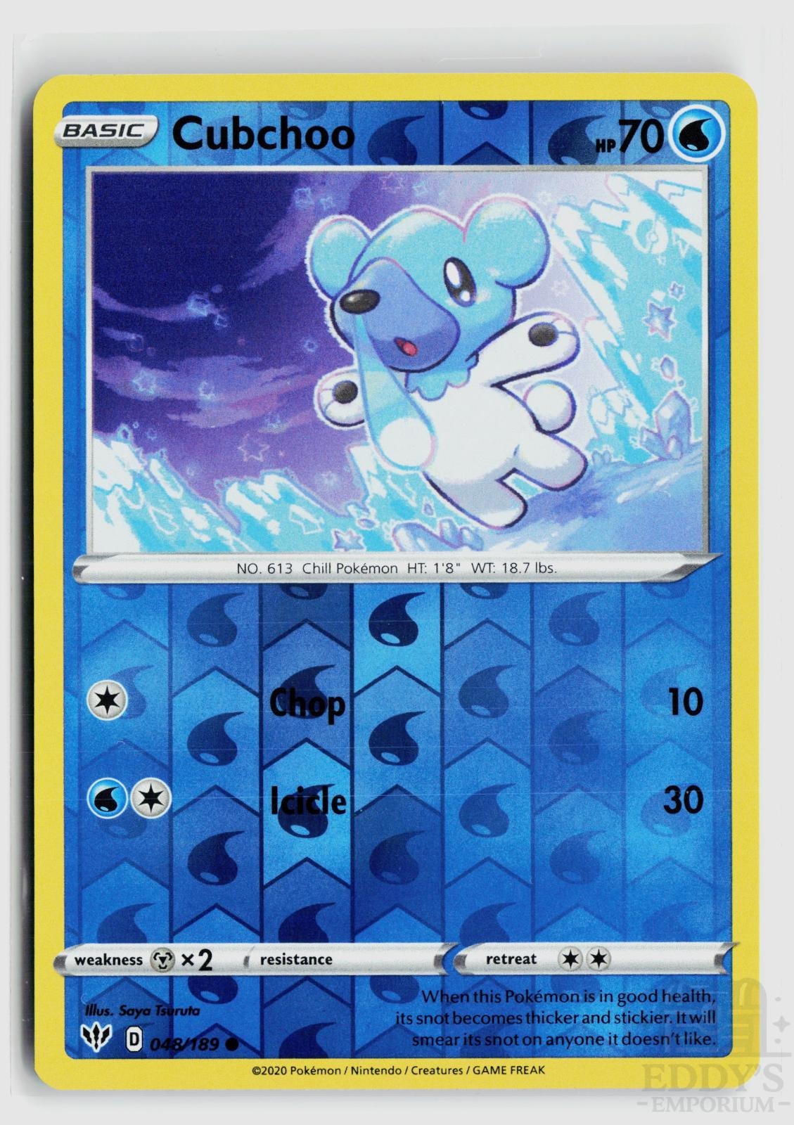 Cubchoo 048/189 Darkness Ablaze Pokemon Reverse Holo Common NM