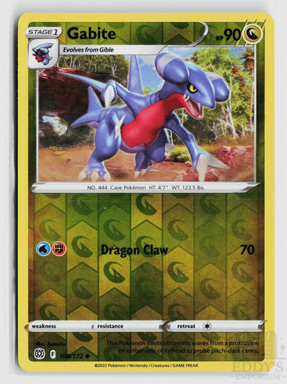 Gabite 108/172 Brilliant Stars Pokemon Reverse Holo Uncommon NM