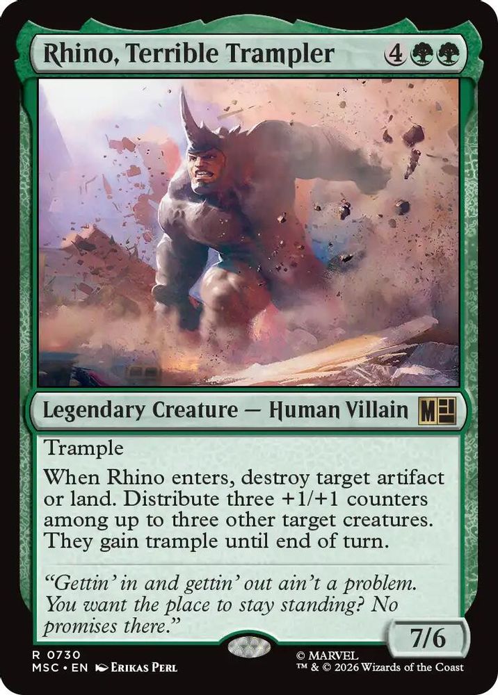 Rhino, Terrible Trampler 730 Commander: Marvel Super Heroes Magic: The Gathering