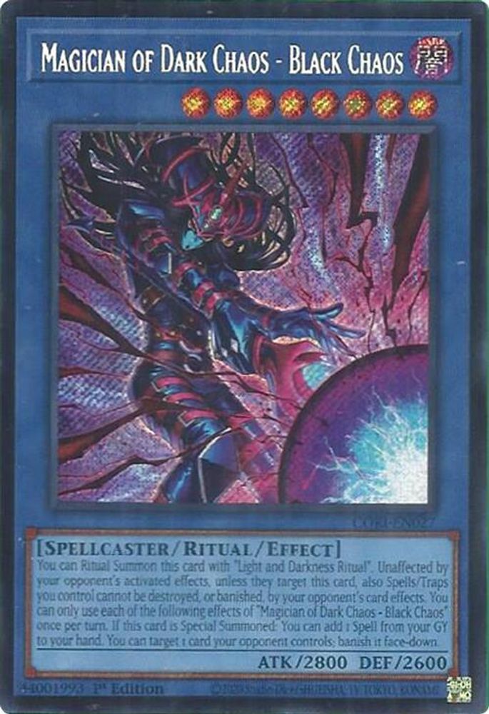 Magician of Dark Chaos - Black Chaos (Secret Rare) CORI-EN027 Chaos Origins Yu-Gi-Oh 1st Edition NM