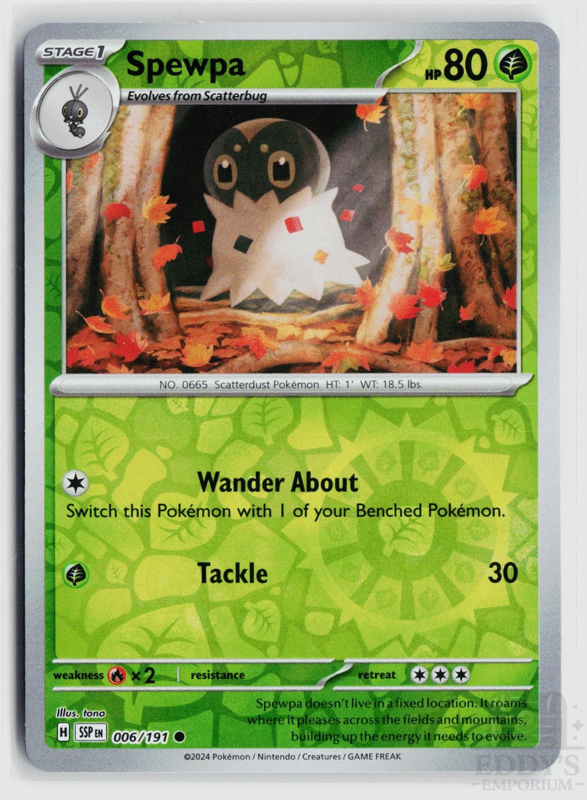 Spewpa 006/191 Surging Sparks Pokemon Reverse Holo Common NM