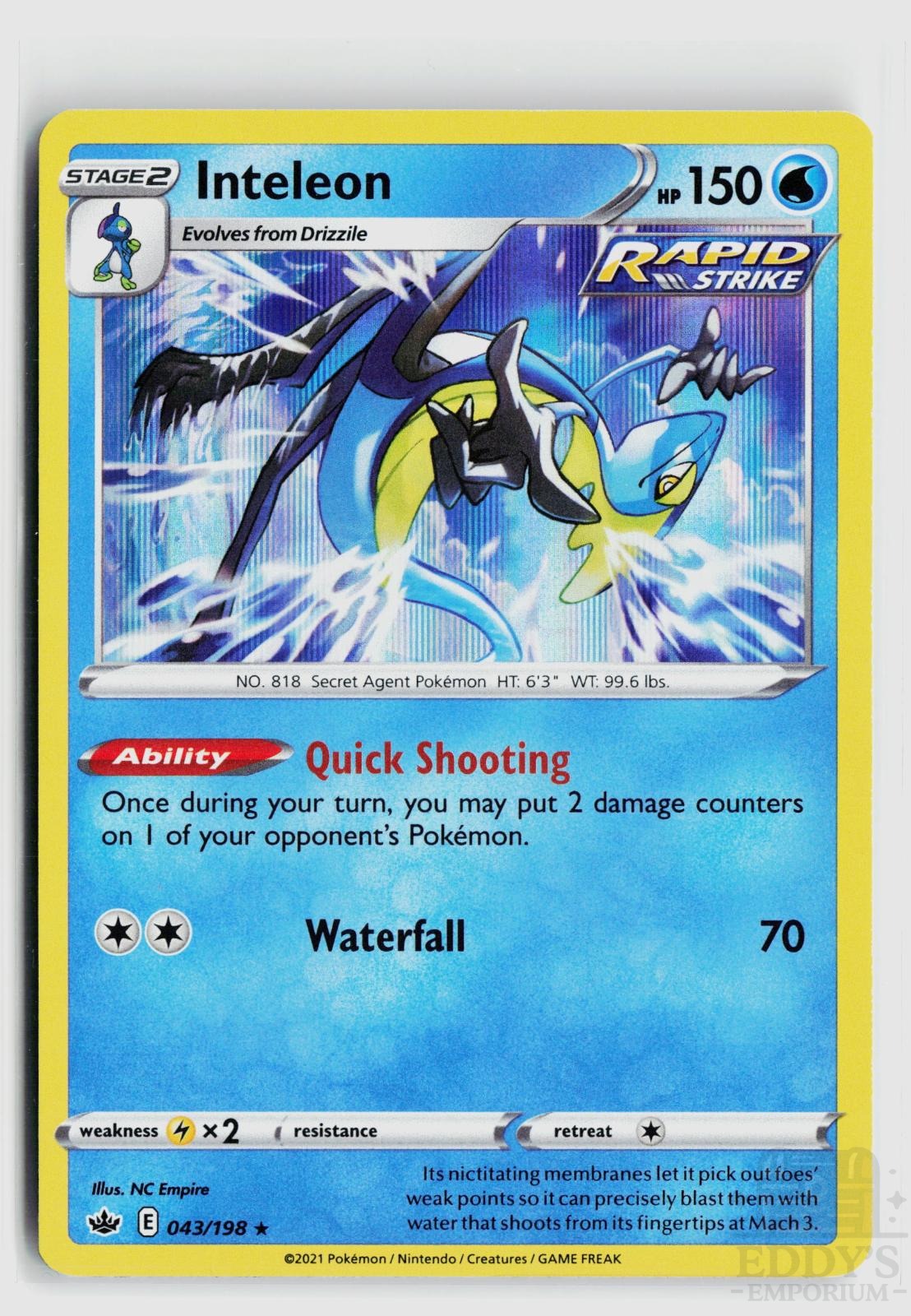 Inteleon 043/198 Chilling Reign Pokemon Holo Rare NM