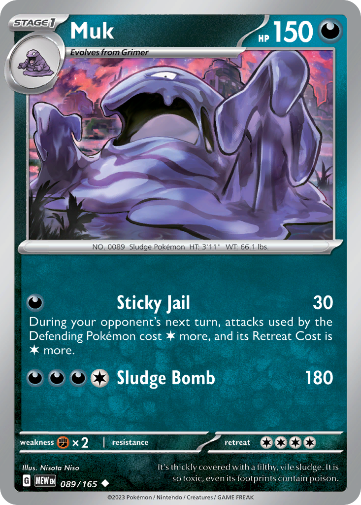 Muk 089/165 151 Pokemon Reverse Holo Uncommon NM