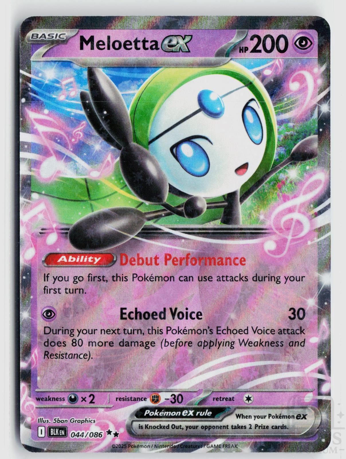 Meloetta ex 044/086 Black Bolt Pokemon Holo Double Rare