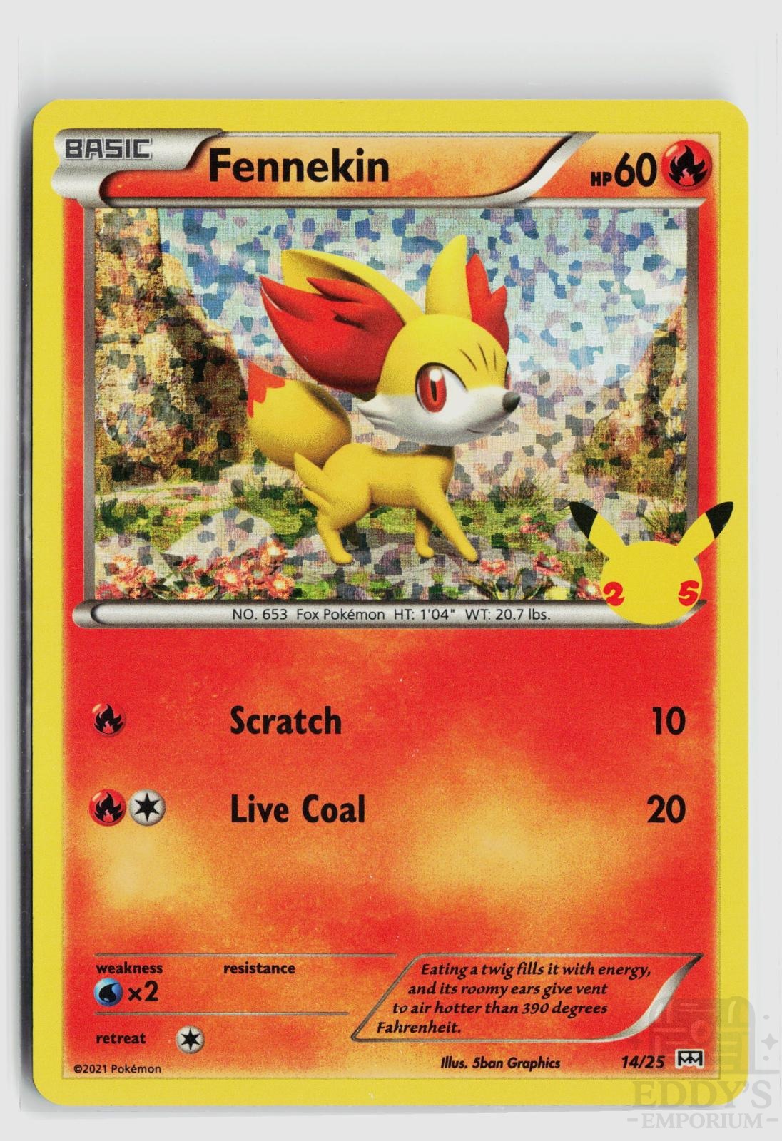Fennekin 014/025 McDonald's 25th Anniversary Promos Pokemon Holo Promo