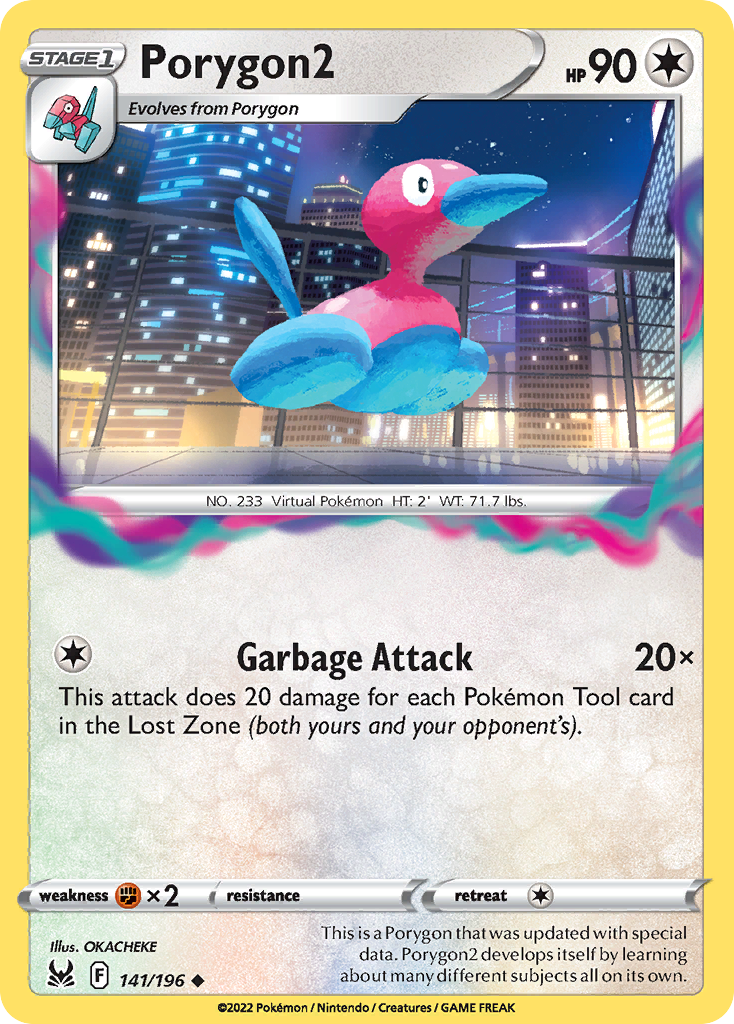 Porygon2 141/196 Lost Origin Pokemon Reverse Holo Uncommon NM