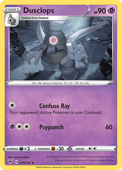 Dusclops 070/185 Vivid Voltage Pokemon Reverse Holo Uncommon NM