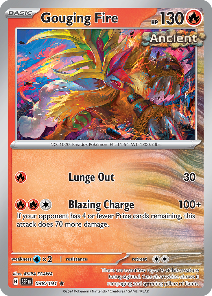 Gouging Fire 038/191 Surging Sparks Pokemon Reverse Holo Rare NM