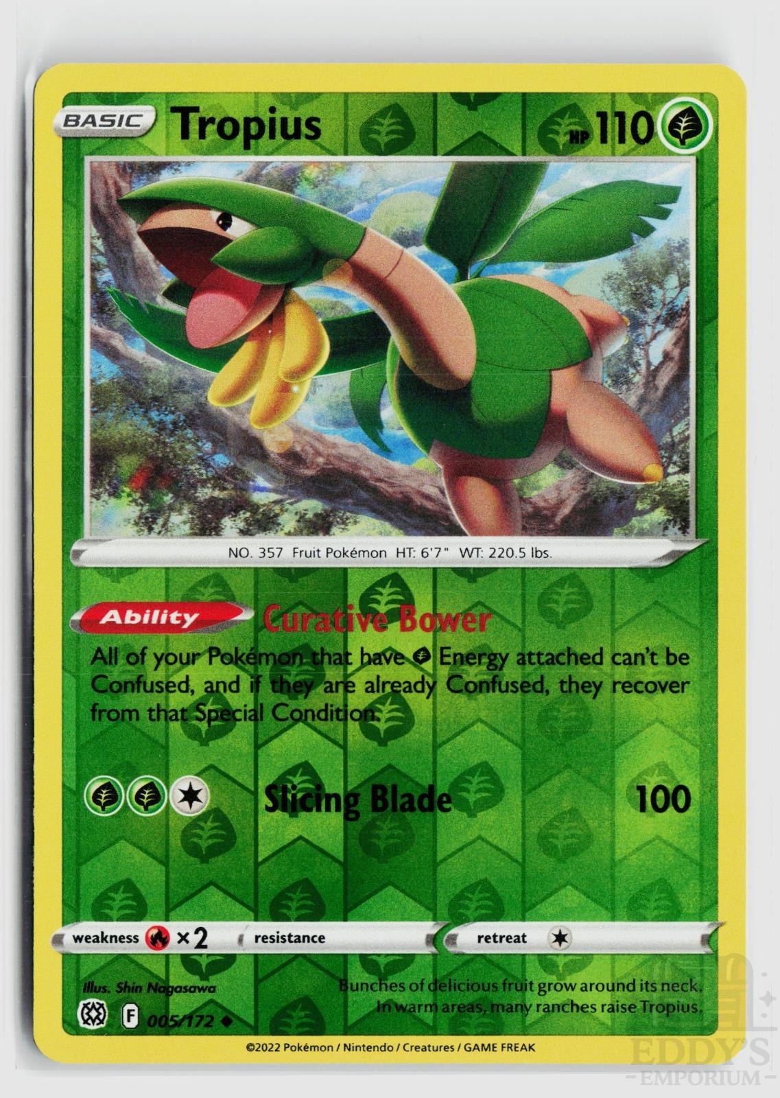 Tropius 005/172 Brilliant Stars Pokemon Reverse Holo Uncommon NM