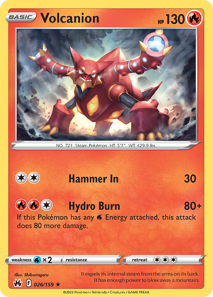 Volcanion 026/159 Crown Zenith Pokemon Holo Rare NM
