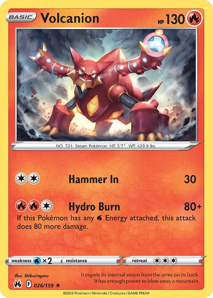 Volcanion 026/159 Crown Zenith Pokemon Holo Rare NM