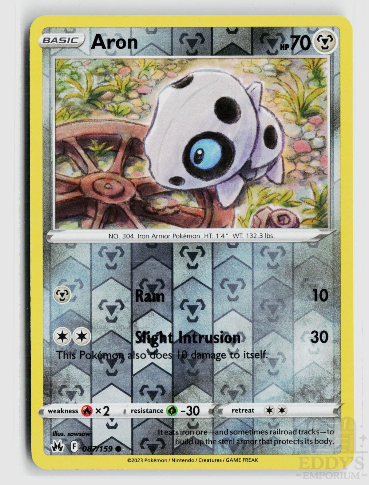 Aron 087/159 Crown Zenith Pokemon Reverse Holo Common NM