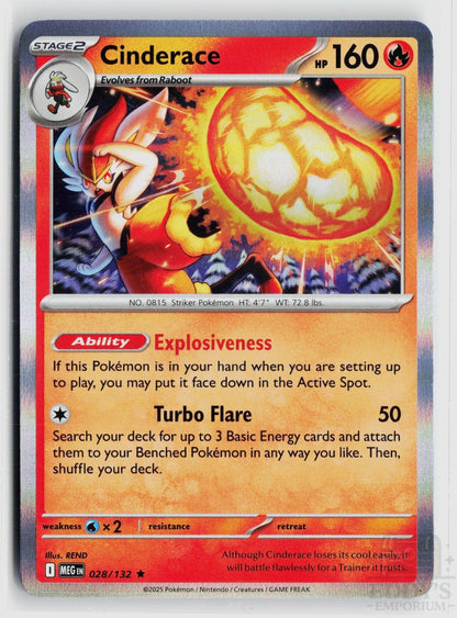 Cinderace 028/132 Mega Evolution Pokemon Holo Rare NM