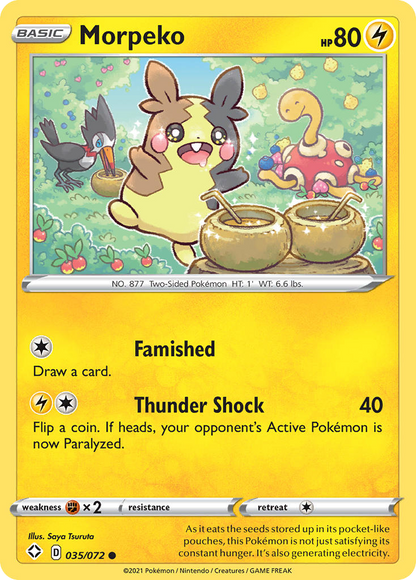 Morpeko 035/072 Shining Fates Pokemon Reverse Holo Common NM