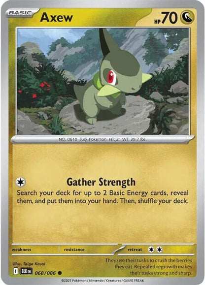 Axew 068/086 Black Bolt Pokemon Reverse Holo Common NM