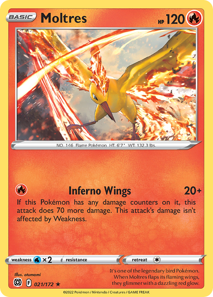 Moltres 021/172 Brilliant Stars Pokemon Holo Rare NM