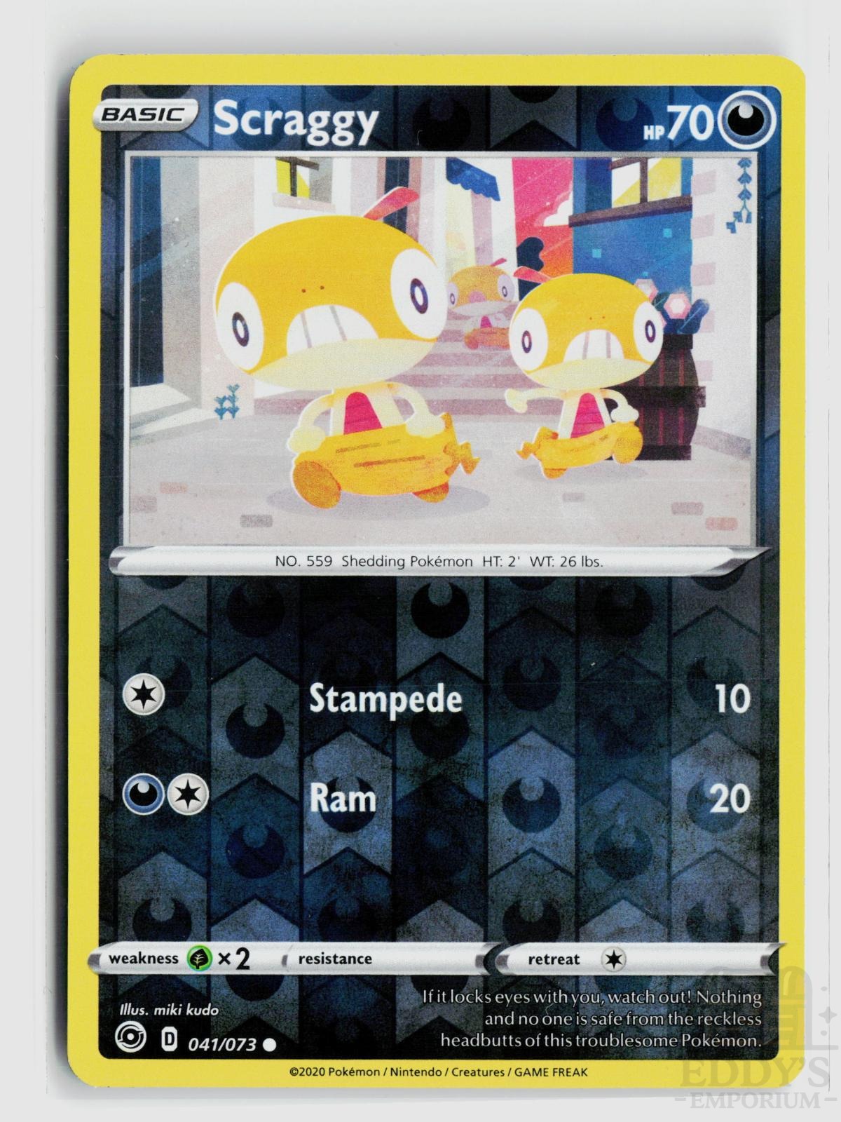 Scraggy 041/073 Champion's Path Pokemon Reverse Holo Common NM