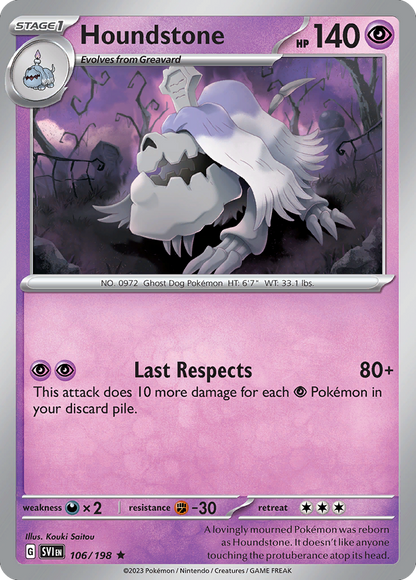Houndstone 106/198 Scarlet & Violet Pokemon Reverse Holo Rare NM