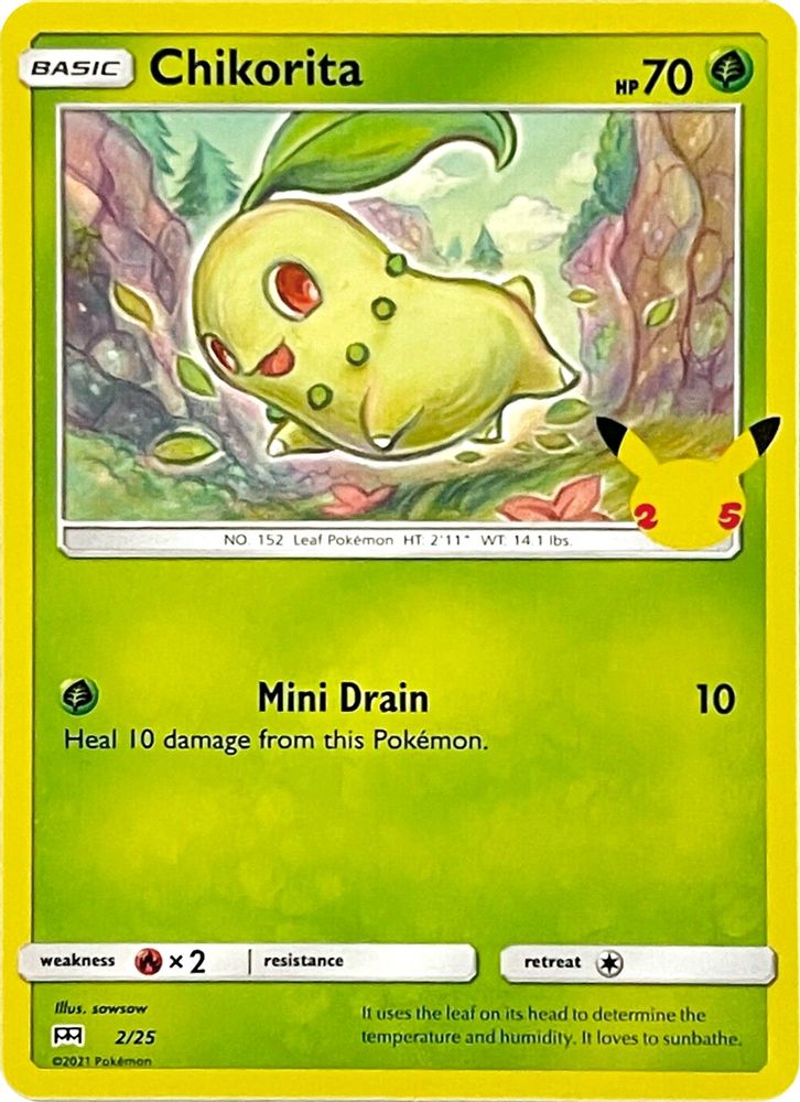 Chikorita 002/025 McDonald's 25th Anniversary Promos Pokemon Holo Promo