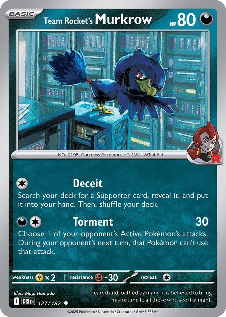 Team Rocket's Murkrow 127/182 Destined Rivals Pokemon Reverse Holo