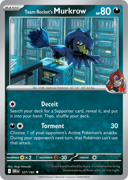 Team Rocket's Murkrow 127/182 Destined Rivals Pokemon Reverse Holo