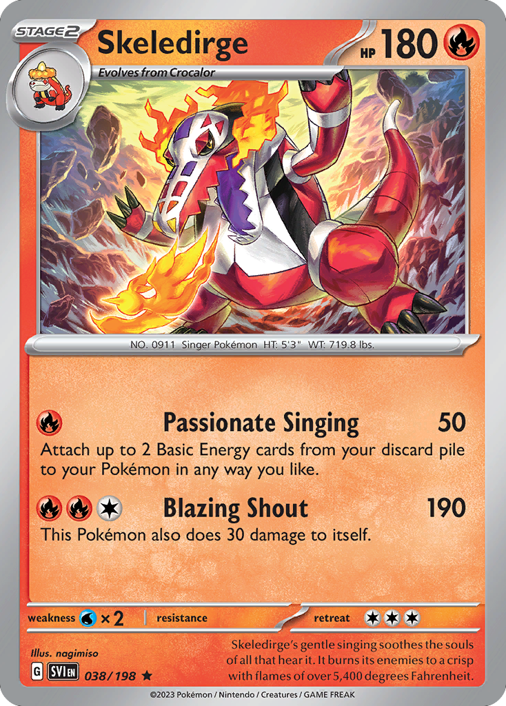 Skeledirge 038/198 Scarlet & Violet Pokemon Holo Rare NM