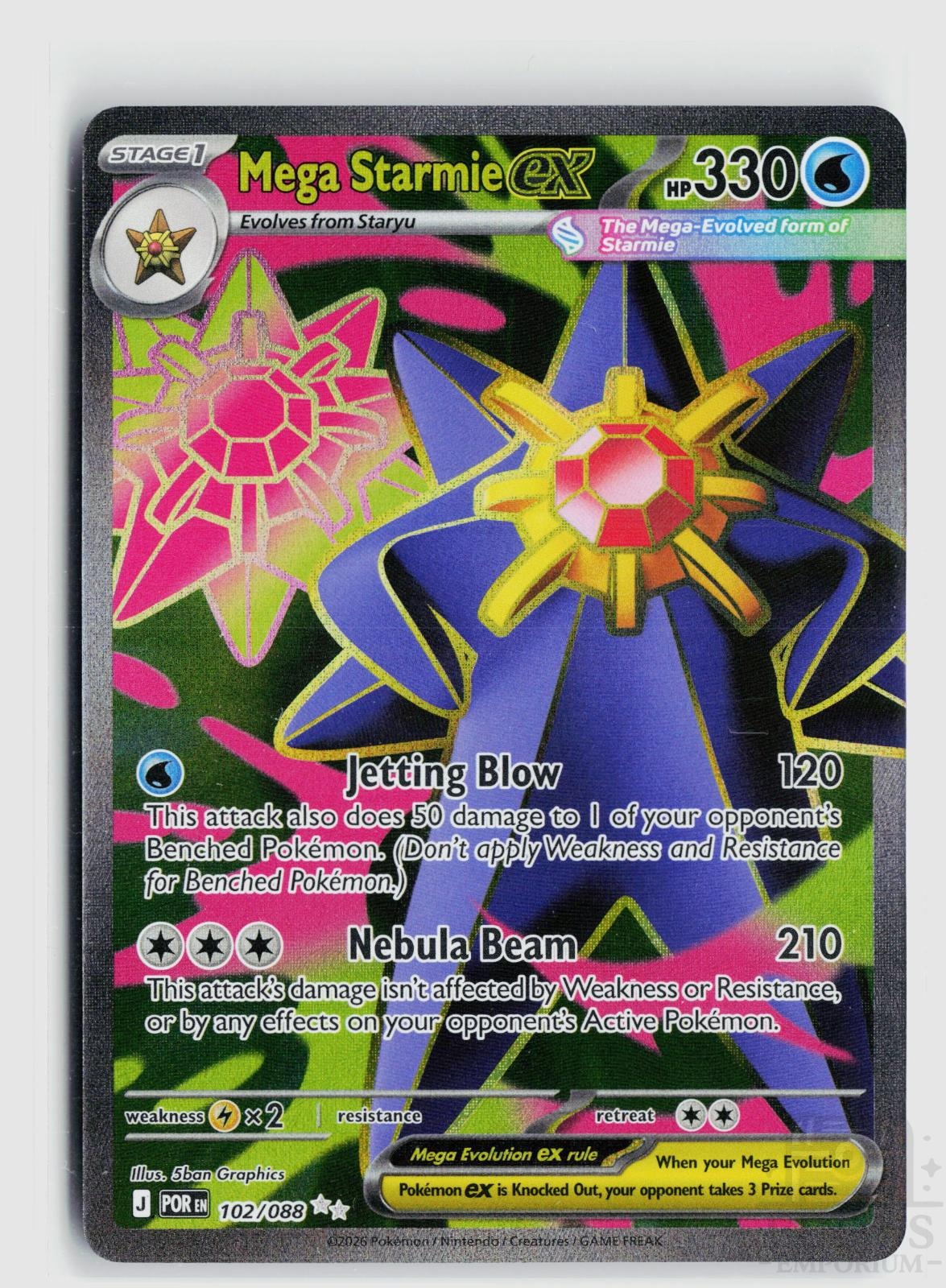 Mega Starmie ex 102/088 Perfect Order Pokemon Holo Ultra Rare