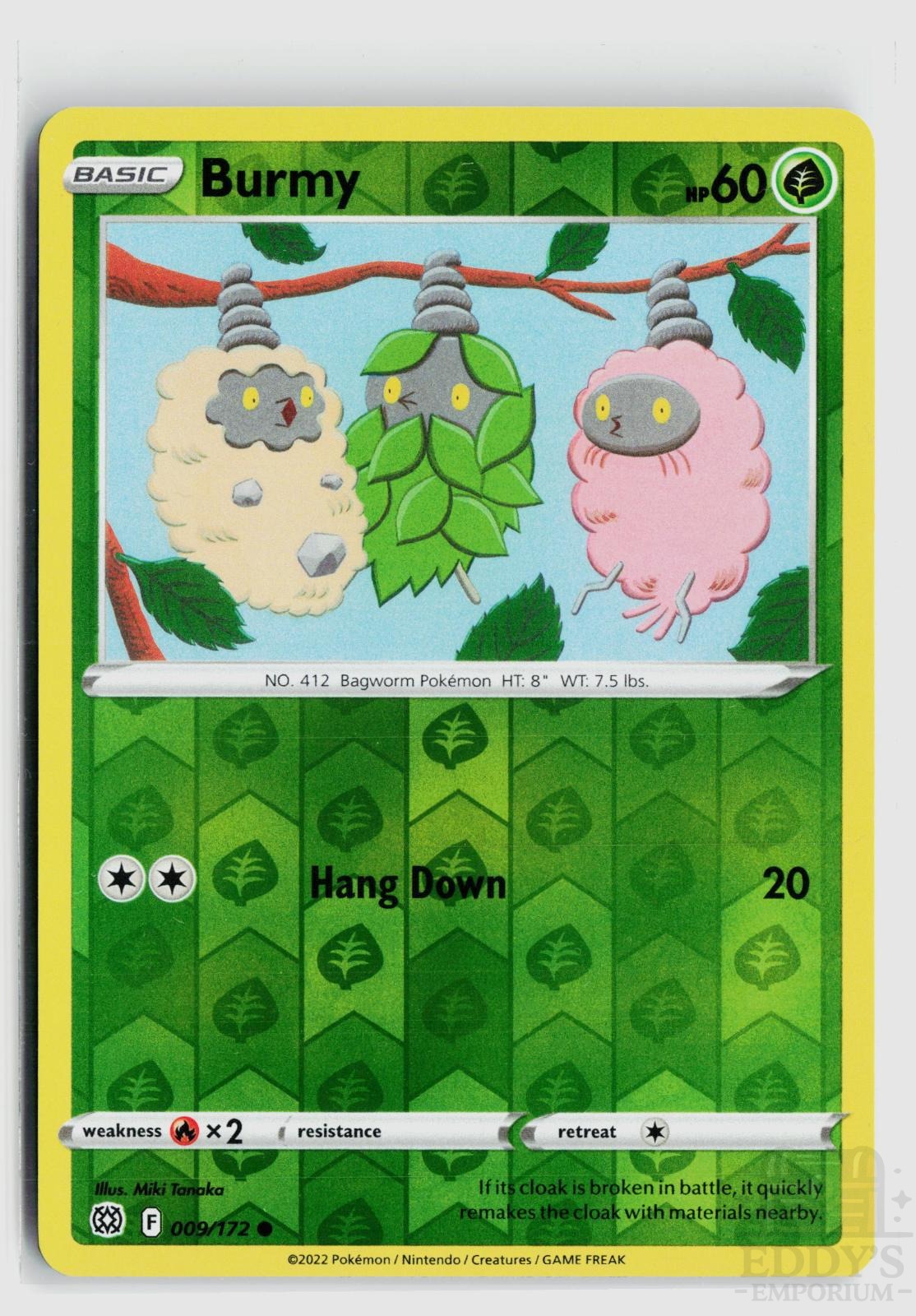 Burmy 009/172 Brilliant Stars Pokemon Reverse Holo Common NM