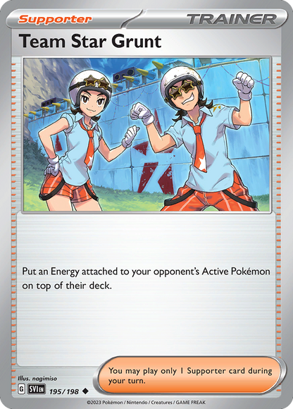 Team Star Grunt 195/198 Scarlet & Violet Pokemon Reverse Holo Uncommon NM