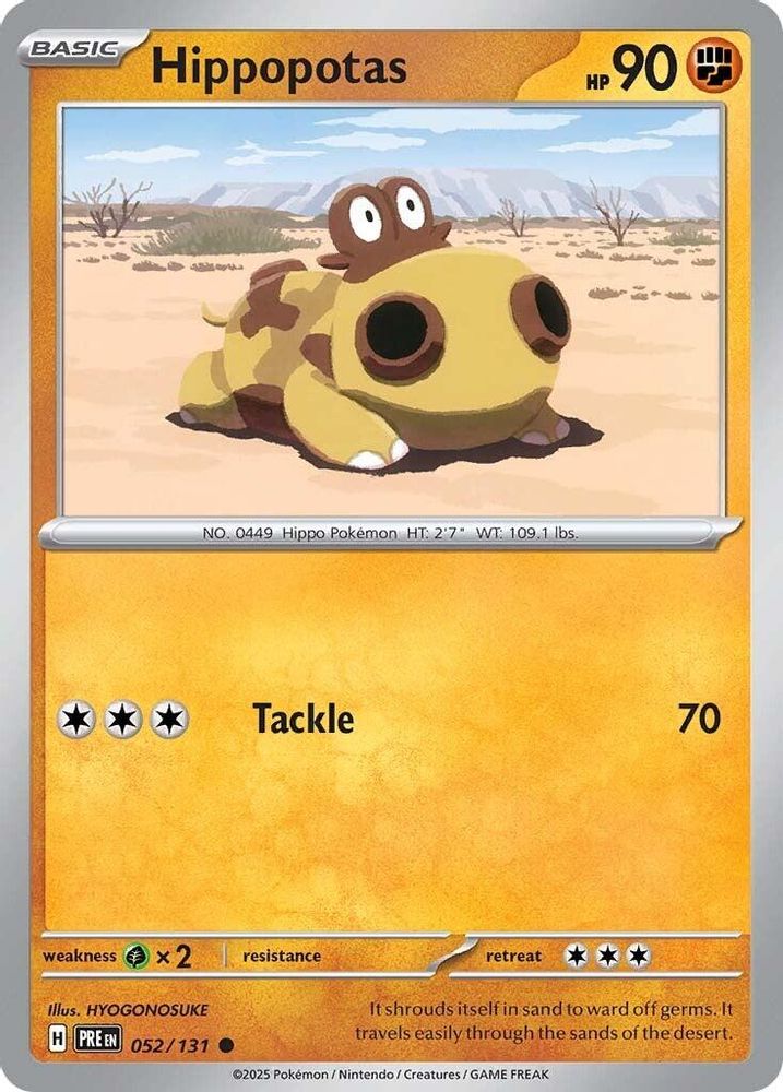 Hippopotas 052/131 Prismatic Evolutions Pokemon Reverse Holo Common NM