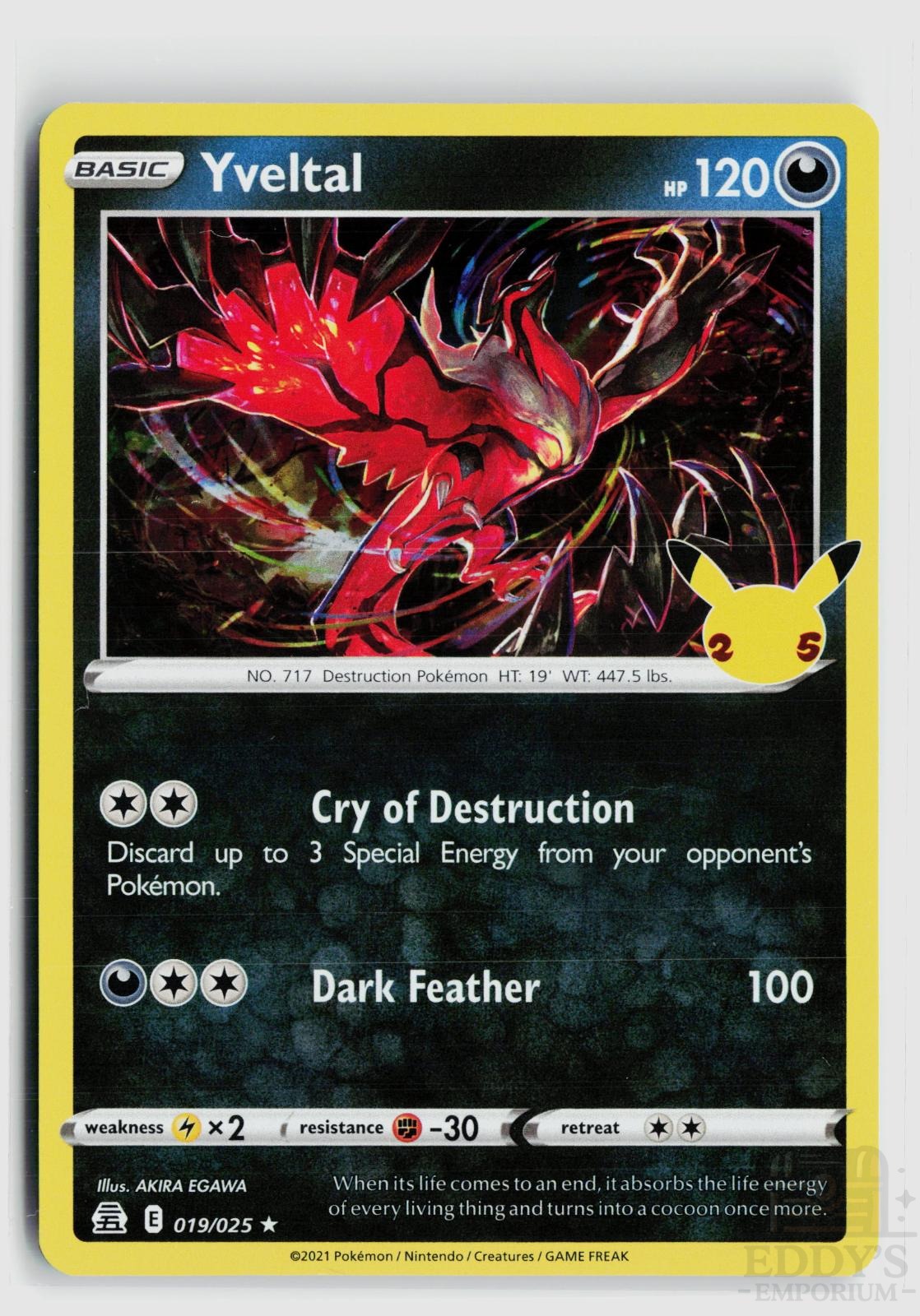 Yveltal 019/025 Celebrations Pokemon Holo Rare NM
