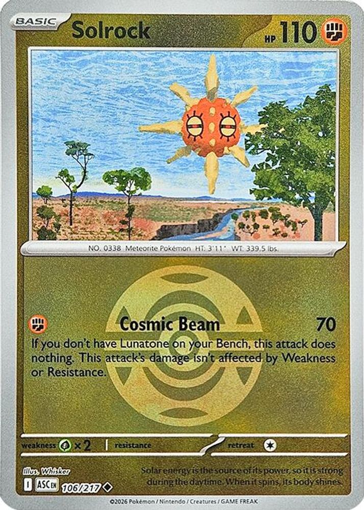 Solrock (Dusk Ball) 106/217 Ascended Heroes Pokemon Reverse Holo Uncommon NM
