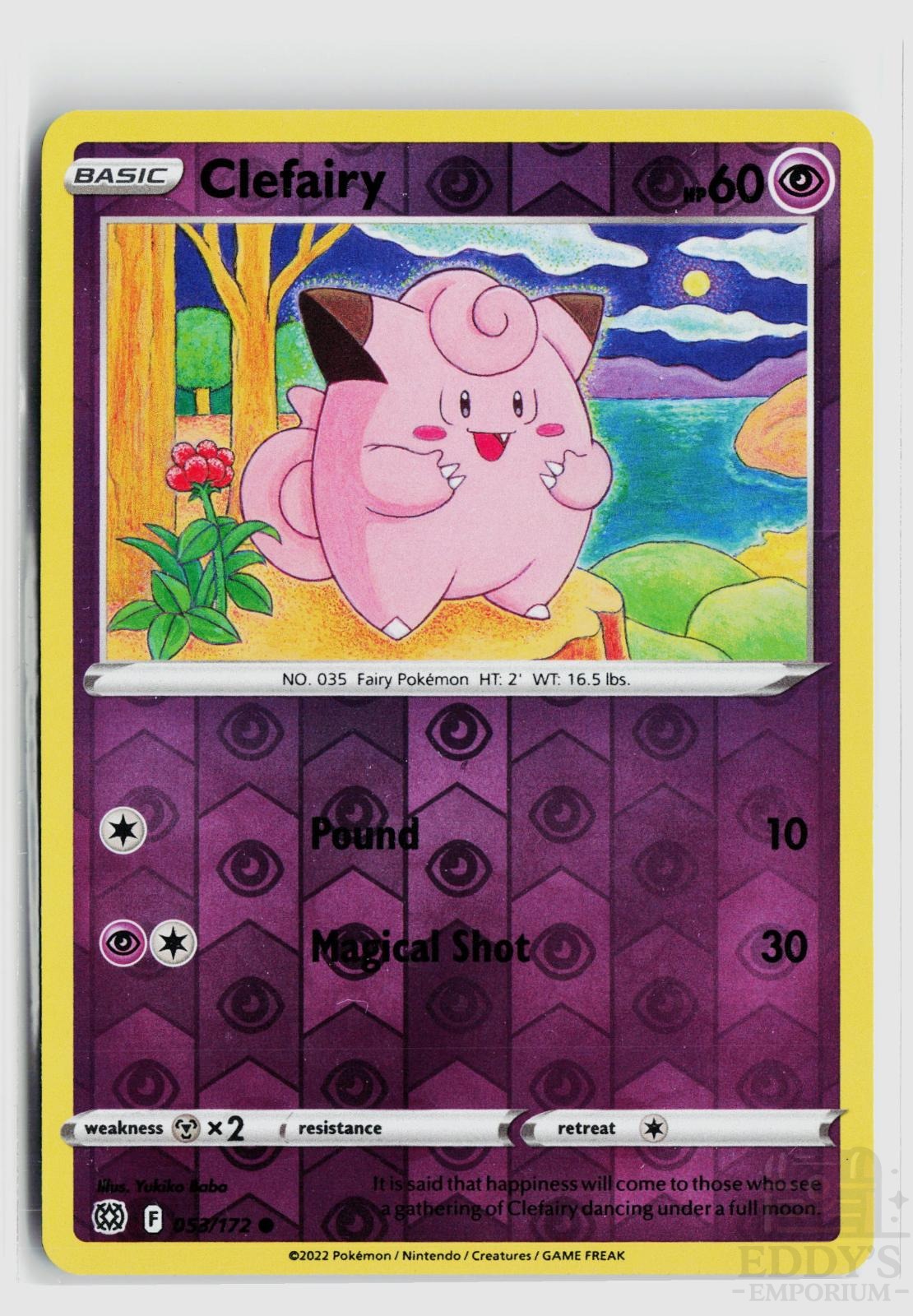 Clefairy 053/172 Brilliant Stars Pokemon Reverse Holo Common NM
